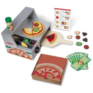Jogo de Balcão de Pizzaria em Madeira com 41 Peças para Crianças Acima de 3 Anos Melissa & Doug