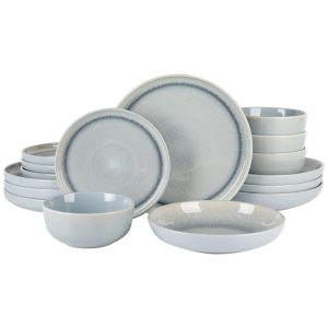 Aparelho de Jantar com 16 Peças em Esmalte Duplo Reativo Gibson Elite Juno Moon Azul