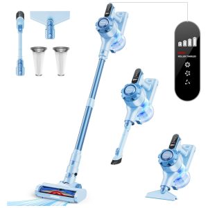 Aspirador de Pó Sem Fio Trucozie T350: Leve Potente e Multifuncional com 45min de Autonomia e Filtro de 5 Estágios - Azul