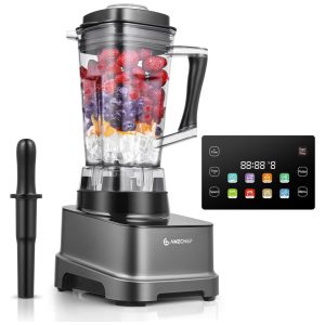 Liquidificador Profissional 8 em 1 2L com Painel LED Temporizador 8 Velocidades e Pulso 110V 2000W Amzchef Prata