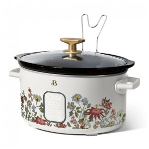 Panela elétrica de cozimento lento Beautiful 6L programável branca Wildflower Drew Barrymore 210W 5 funções 110V