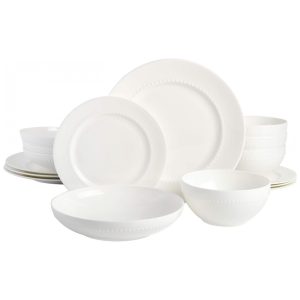 Aparelho de Jantar com 16 Peças em Porcelana Bone China Gibson Elite Branco