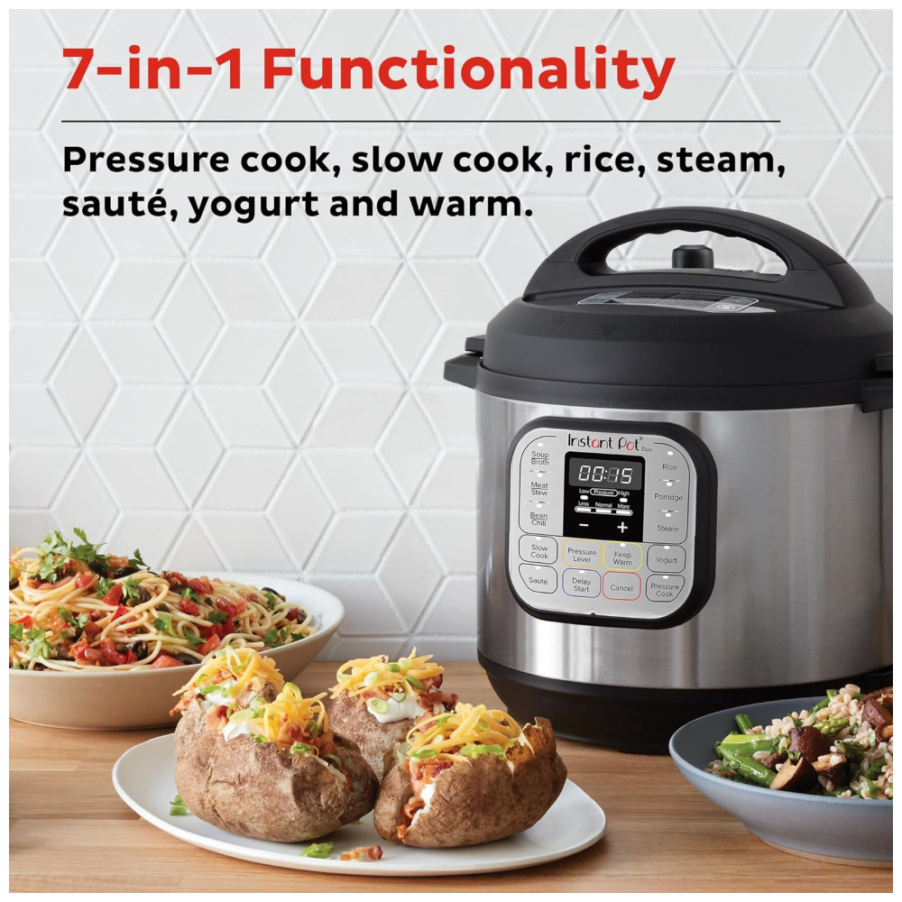 Panela de Pressão Elétrica 2.8L Programável 7 em 1, Inclui Aplicativo Gratuito com Mais de 1900 Receitas, 110V 700W, Instant Pot Duo, Prata - Imagem 2