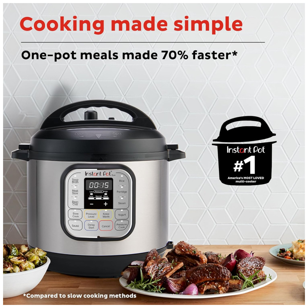 Panela de Pressão Elétrica 2.8L Programável 7 em 1, Inclui Aplicativo Gratuito com Mais de 1900 Receitas, 110V 700W, Instant Pot Duo, Prata - Imagem 3