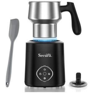 Espumador de Leite Elétrico 4 em 1 com Jarra em Aço Inoxidável 110V Secura Preto
