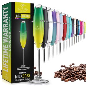 Espumador de Leite Elétrico Portátil para Café com Motor de Titânio e Alça Ergonômica Verde Kiwi