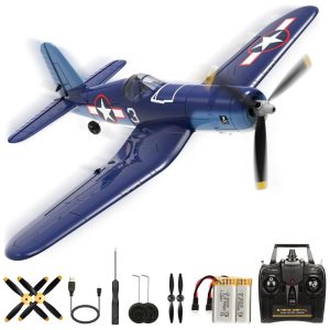 Avião de Controle Remoto com Acessórios Sistema de Estabilização Xpilot e One Key Acrobático RoofWorld F4u Corsário 76108 Azul Escuro