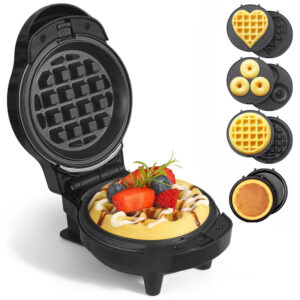 Mini Waffles Maker com 8 Placas Removíveis, 4 em 1 Mini Waffle Maker, Coração, Panqueca, Donut, Ferro de Waffle Antiaderente,UVFAST