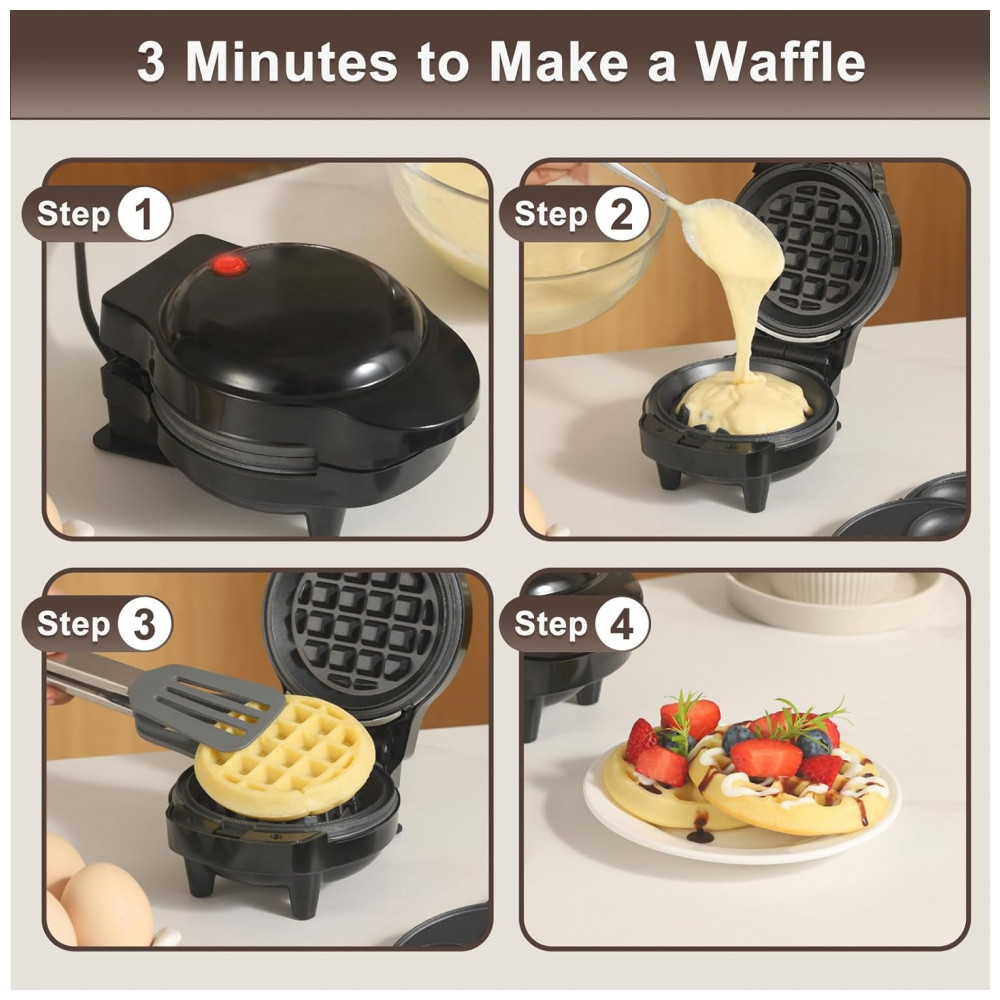 Mini Waffles Maker com 8 Placas Removíveis, 4 em 1 Mini Waffle Maker, Coração, Panqueca, Donut, Ferro de Waffle Antiaderente,UVFAST - Imagem 3