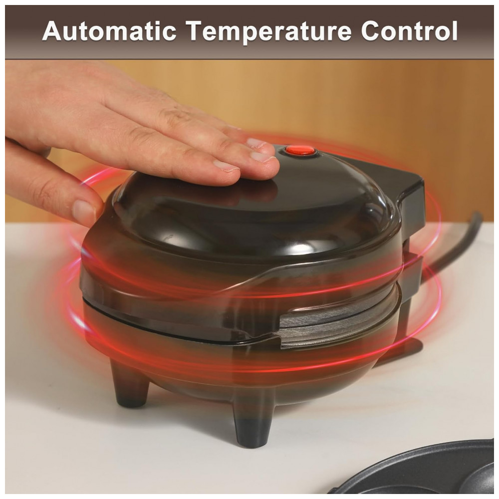 Mini Waffles Maker com 8 Placas Removíveis, 4 em 1 Mini Waffle Maker, Coração, Panqueca, Donut, Ferro de Waffle Antiaderente,UVFAST - Imagem 4