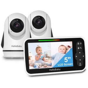 Babá Eletrônica com Câmera Áudio Zoom Panorâmico Visão Noturna 8 Canções de Ninar HelloBaby Branca