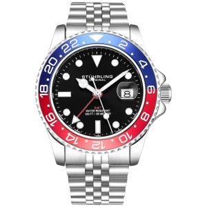 Stuhrling Relógio Masc Quartzo Dual Hora Prova DÁgua 100m 3 Cores