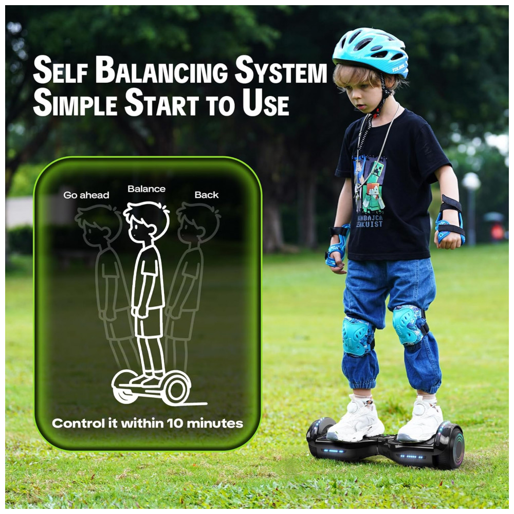 Hoverboard Hoverstar Preto Cromado com Bluetooth e Rodas LED – Crianças e Adolescentes - Imagem 3