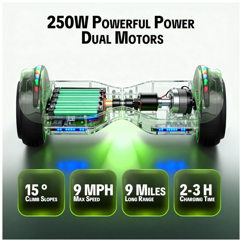 Hoverboard Hoverstar Preto Cromado com Bluetooth e Rodas LED – Crianças e Adolescentes - Imagem 5