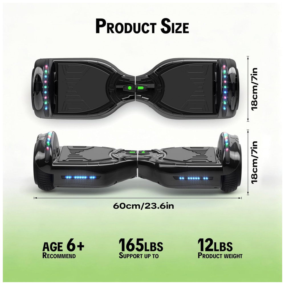Hoverboard Hoverstar Preto Cromado com Bluetooth e Rodas LED – Crianças e Adolescentes - Imagem 8