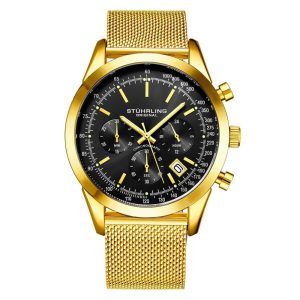 Relógio Masculino Stuhrling Rialto 3975L Quartzo 44mm com Cronográfo Dourado