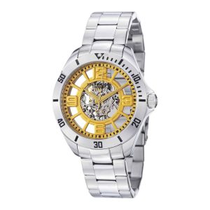 Relógio Automático Neo Winchester 111 de 42mm com Mostrador Amarelo e Pulseira de Aço Inoxidável - Stuhrling
