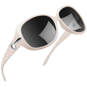 Óculos de Sol Feminino com Proteção UV Joopin A06 Bege Claro e Preto