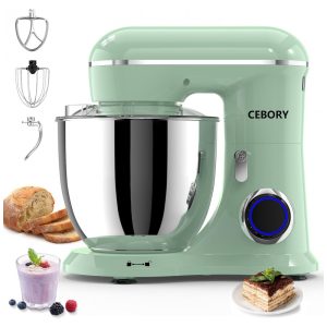 Batedeira planetária 3 em 1 CEBORY Verde Agave tigela 615L inox 660W 10 velocidades cabeça basculante baixa emissão de ruído 110V