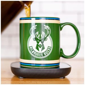 Aquecedor de Caneca Tema Milwaukee Bucks da NBA com Desligamento Automático Inclui Caneca 16W Uncanny Brands Verde