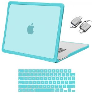 MOSISO Capa Rígida para MacBook Pro 16" 2025-2021 TPU Anti-Risco e Anti-Dedadas com Filme de Teclado e Adaptador Tipo C Turquesa