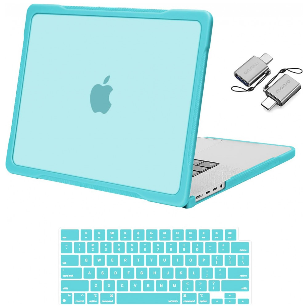 MOSISO Capa Rígida para MacBook Pro 16" 2025-2021, TPU Anti-Risco e Anti-Dedadas, com Filme de Teclado e Adaptador Tipo C, Turquesa
