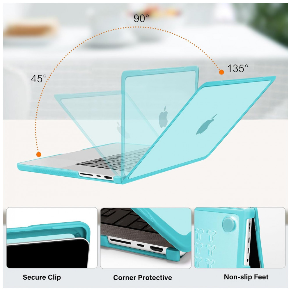 MOSISO Capa Rígida para MacBook Pro 16" 2025-2021, TPU Anti-Risco e Anti-Dedadas, com Filme de Teclado e Adaptador Tipo C, Turquesa - Imagem 4