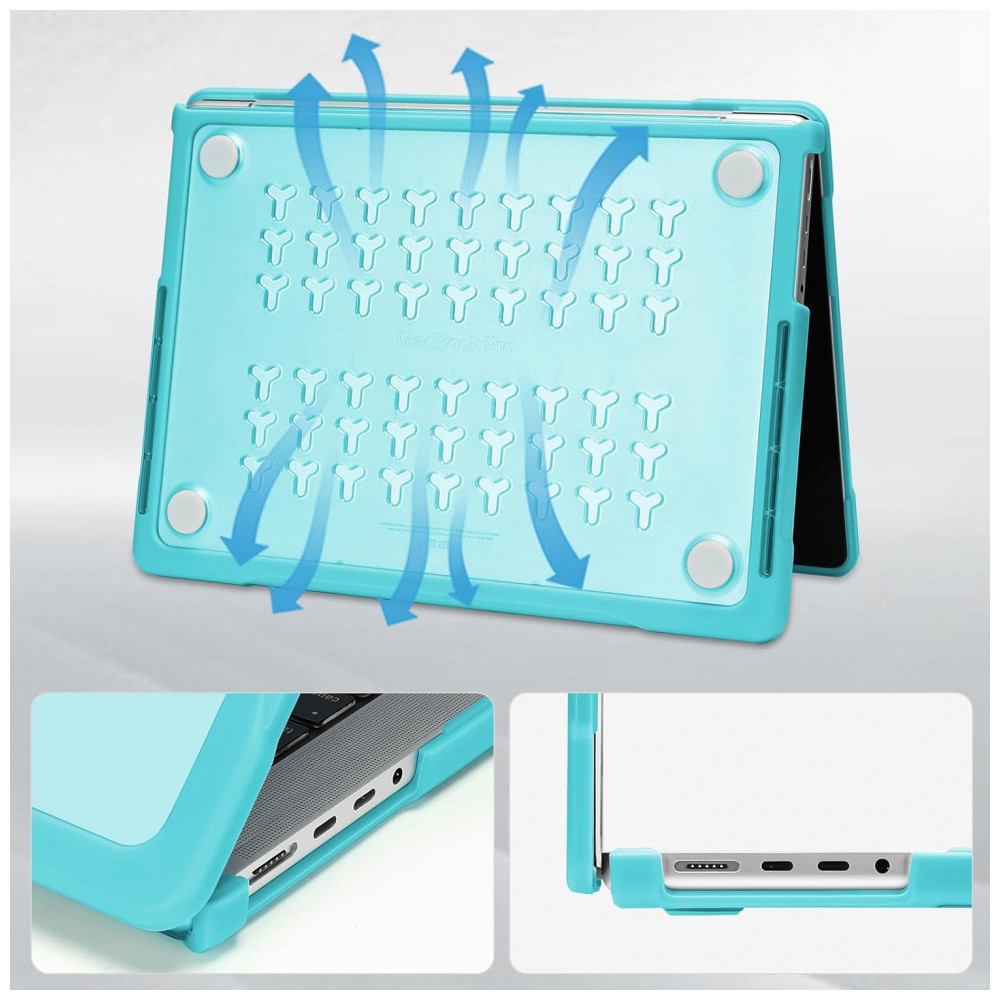 MOSISO Capa Rígida para MacBook Pro 16" 2025-2021, TPU Anti-Risco e Anti-Dedadas, com Filme de Teclado e Adaptador Tipo C, Turquesa - Imagem 5