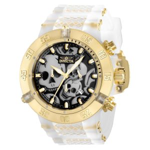 Relógio Masculino Invicta Subaqua Skull 50mm Dourado Branco ZG37328