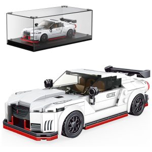 Kit de Construção Carro Nissan GTR NISMO com 356 Peças e Vitrine de Acrílico para Crianças Acima de 8 Anos Mold King Branco