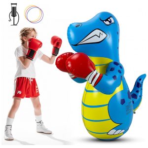 FloVogue Boneco Inflável de Dinossauro para Crianças com Bomba de Ar - 120 cm Atividades de Boxe e Jogo de Arremesso