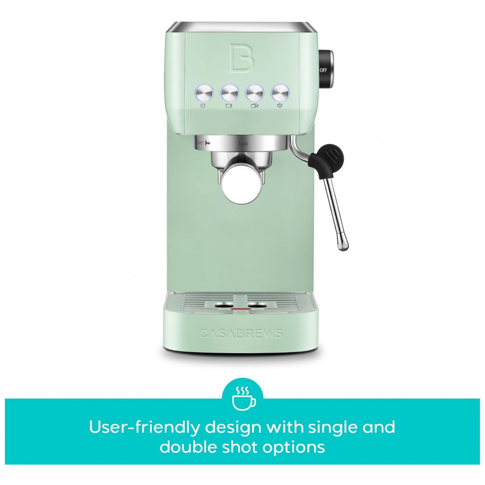 Máquina de Café Expresso CASABREWS 3700 Essential 20 Bar, Compacta com Espumador a Vapor para Cappuccino, Latte, Reservatório de Água de 1244ml, Verde - Imagem 2
