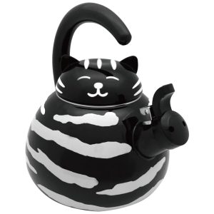 Chaleira de Chá 2.1 Litros em Esmalte com Apito UP Gato Preta