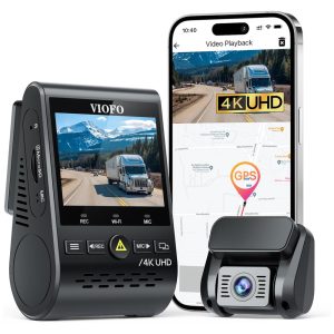 Câmera Veicular Full HD 2160p 170 com GPS e Controle Remoto Gravação 4K Ultra HD Visão Noturna Wi Fi VIOFO A129 Pro Duo Preto