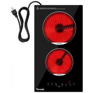 Cooktop Elétrico de 2 Bocas Cooktop de Cerâmica Embutido de 3048 cm Cooktop Elétrico de 120v com Trava de Segurança para Crianças Timer