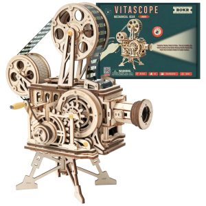 Quebra Cabeças 3D em Madeira para Adultos Tema Projetor Vintage com 183 Peças ROKR Marrom