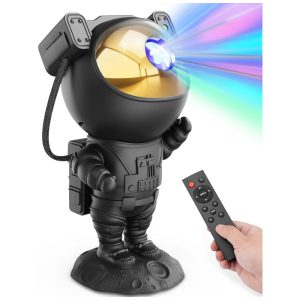 Projetor de Galáxia Mooyran para Decoração de Sala de Jogos Preto Astronauta Projetor de Estrelas Acessório Incrível para Quarto de Homens Luz de Ne