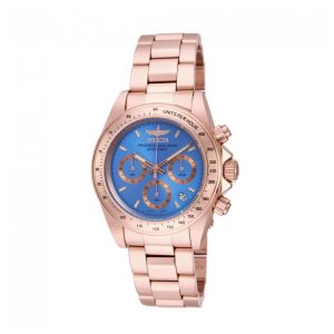 Relógio Feminino de Quartzo Speedway Invicta 16658 Ouro Rosa e Azul Claro