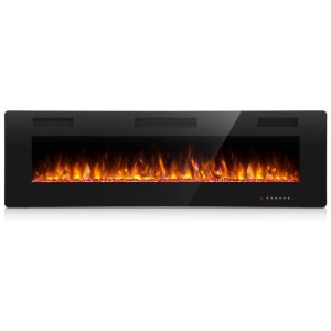 Lareira Elétrica de Embutir A45x106L com Controle Remoto e Digital Luz LED Chamas Multicolorida e Temporizador 1500W 110v ANTARCTIC STAR Preto