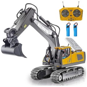 Mini Escavadeira RC Recarregável 1:24 c/ Som Luz Pá de Metal - Presente p/ Meninos de 6 a 12 Anos.KIZJORYA