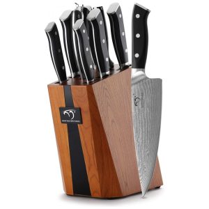 Conjunto de Facas NANFANG BROTHERS em Aço com Bloco de Bancada 9 Peças Preto