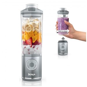 Liquidificador Portátil sem Fio 500mL com 3 Programas À prova de Vazamento 11V Ninja Blast Max BC251SL Prateado