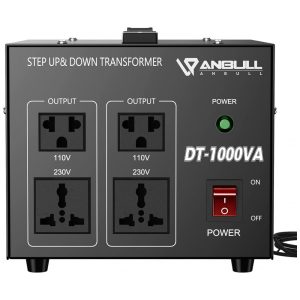 Transformador de Tensão de 1000 Watts 220V 230V 240 Volts para 110V ou 110V para até 240 V Anbull Preto