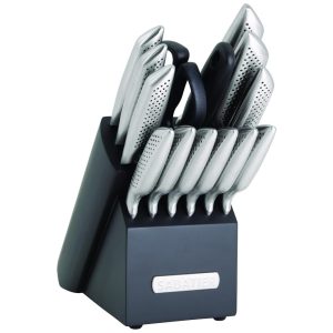 Conjunto de Facas em Aço Inoxidável com Bloco de Borracha 15 Peças Sabatier Prata