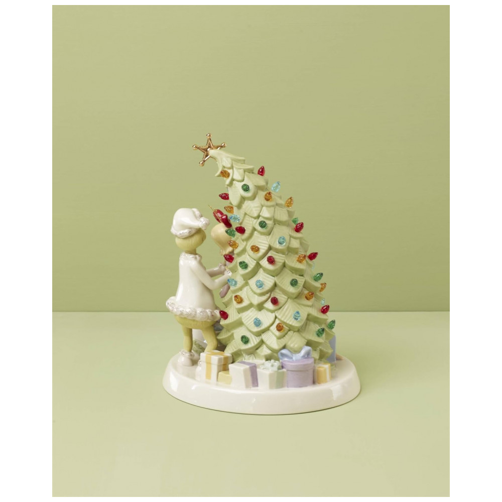 Figurinha Iluminada Lenox Merry Grinchmas em Porcelana Multicolorido com Detalhes em Ouro 24K 24 cm - Imagem 4