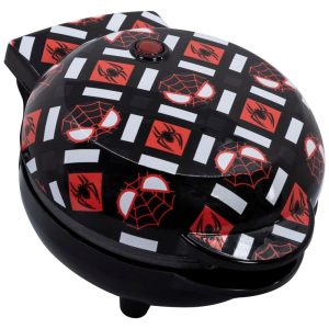 Mini Máquina de Waffle Tema Homem Aranha com Revestimento Antiaderente 110V 550W Uncanny Brands Preta e Vermelha