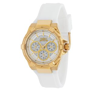 Relógio Feminino Aviator com Mostrador Madrepérola Invicta 37298 Branco e Dourado