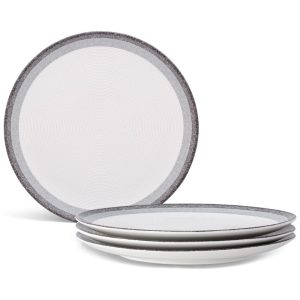 Conjunto de Pratos para Jantar com 4 Peças Formato Redondo Design Moderno e Material de Porcelana Noritake G038-406D Cinza e Branco