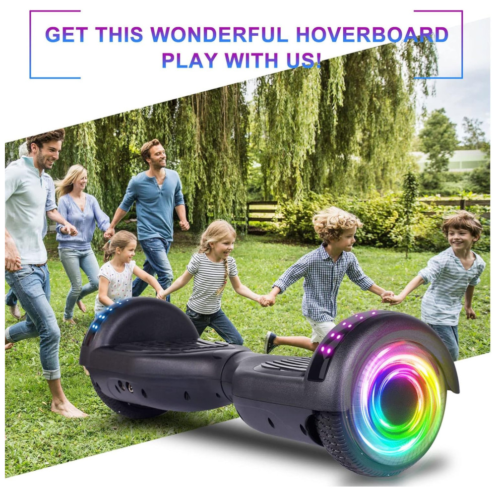 Hoverboard com Luz LED nas Rodas, Alto Falante e Velocidade até 9km/h, para Crianças de 6 a 12 Anos, 110V, SISIGAD, Preto - Imagem 6