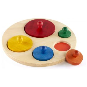 Quebra-cabeça de círculos em madeira Guidecraft Circle Sorter com pinos coloridos para bebês e crianças pequenas